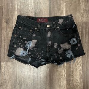 Vintage Levis Distressed Bleached Denim Shorts